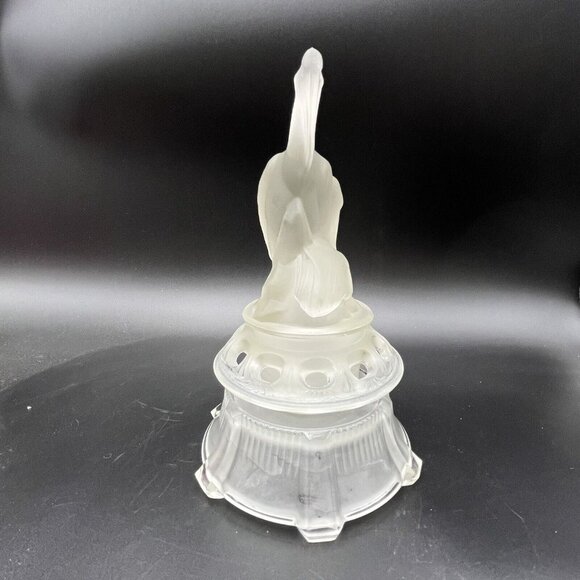 WALTHER AND SOHNE SATIN GLASS PELICAN PELIKAN 3 PIECE FLOWER FROG ART DECO - Picture 2 of 11